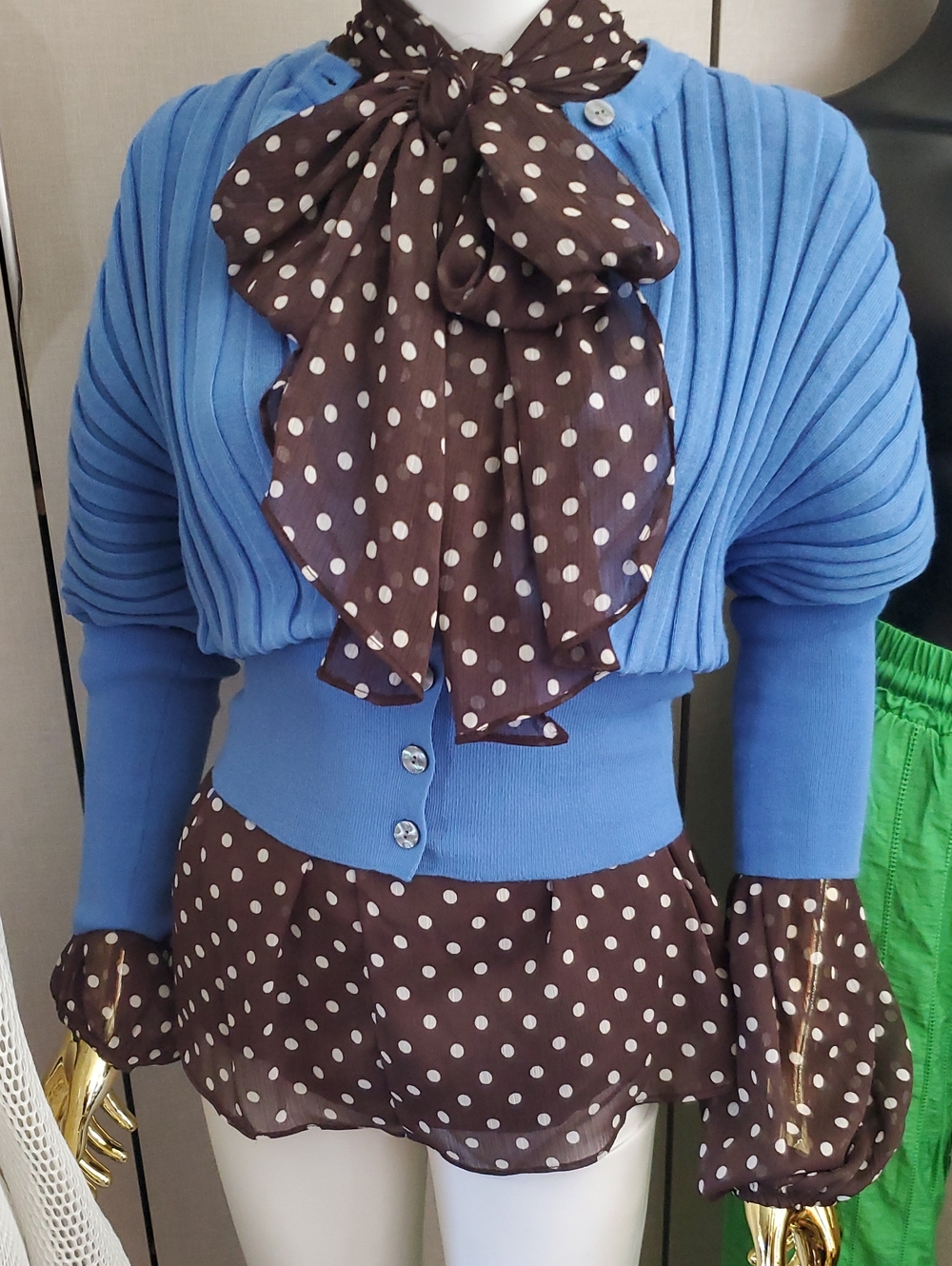 NWT Zara Periwinkle Blue Accordion Style Pleated Look Cardigan Medium